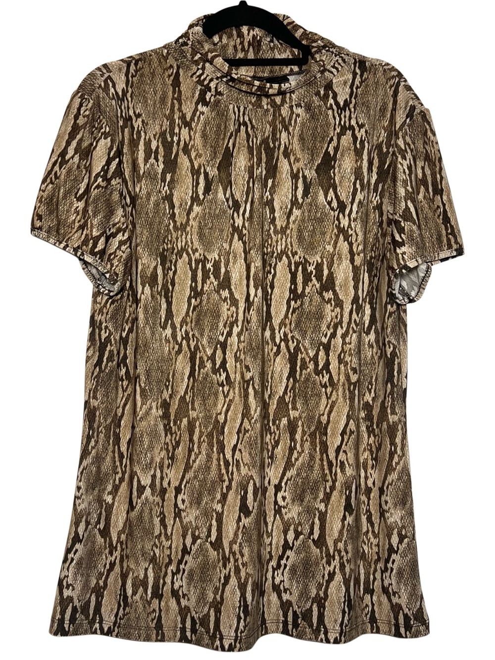 New Directions Brown Snake-Print Short Sleeve Top
